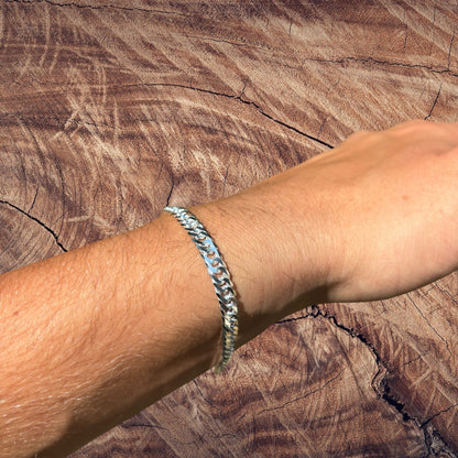 925 Sterling Silver 6mm Double Curb Bracelet