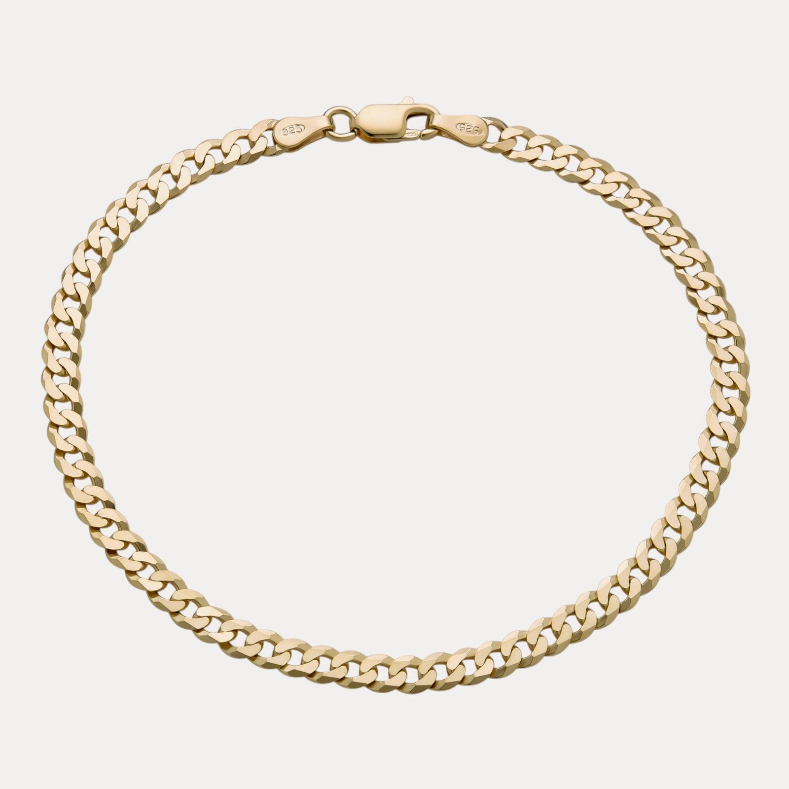 925 Sterling Silver 4mm Flat Curb Bracelet