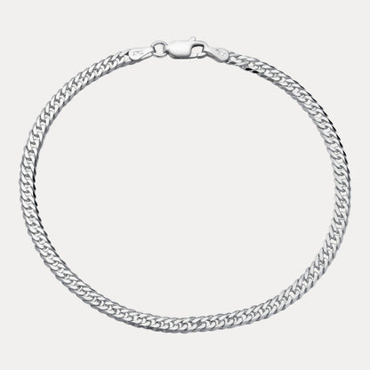 925 Sterling Silver 3.5mm Double Curb Bracelet