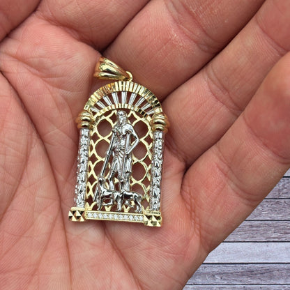 925 Sterling Silver St Lazarus Pendant With Moissanite