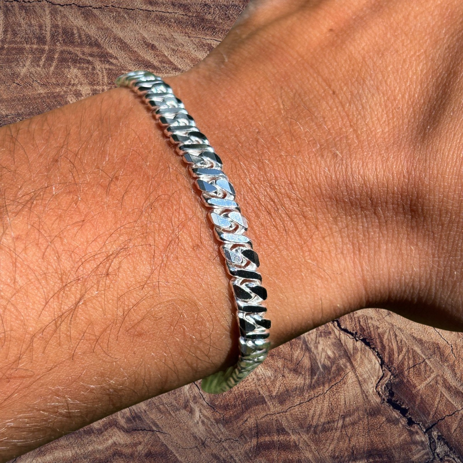 925 Sterling Silver 5mm Dollar Link Bracelet