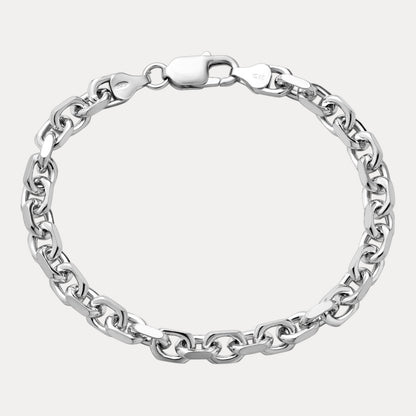 925 Sterling Silver 6mm Anchor Cable Bracelet