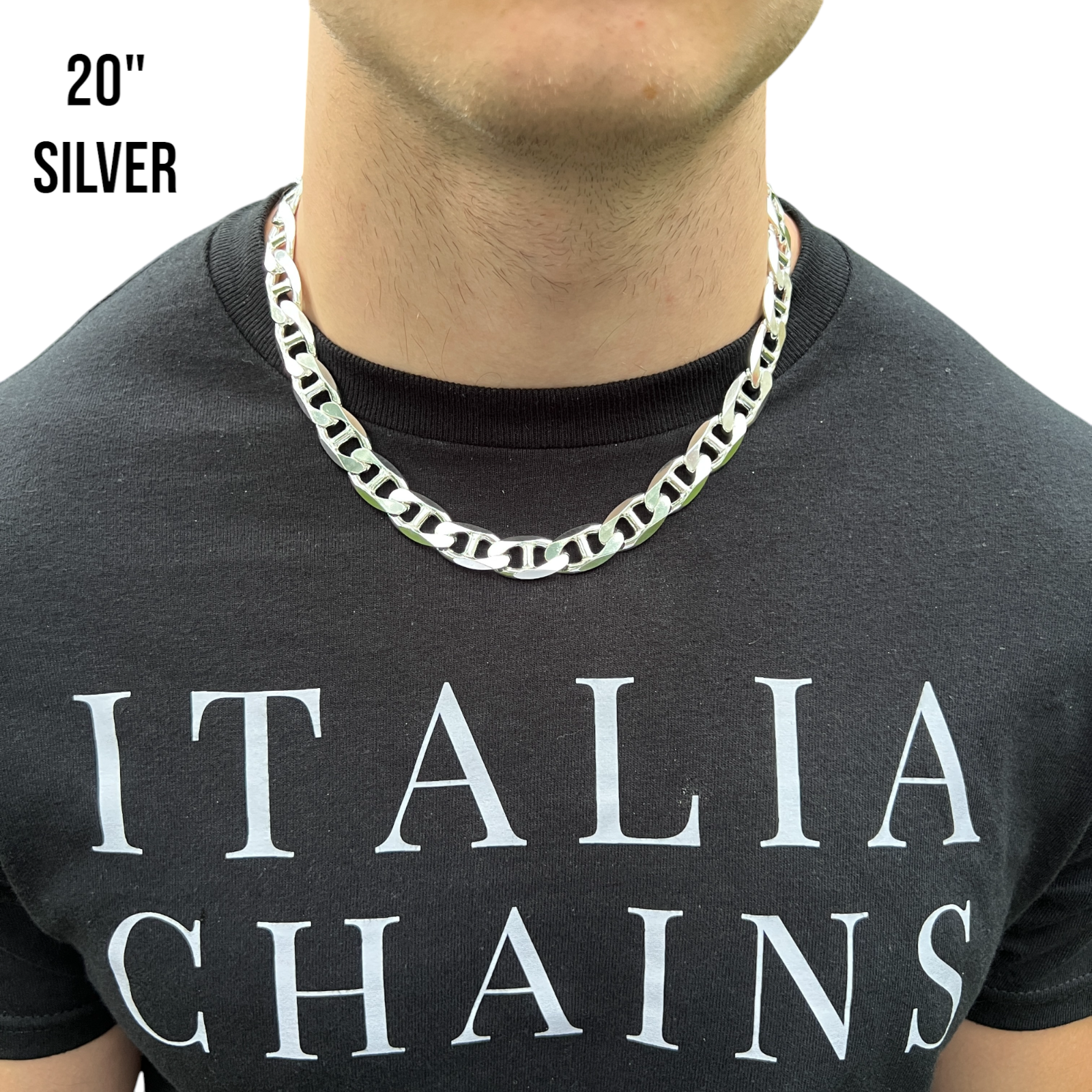 925 Sterling Silver 13mm Mariner Chain Necklace