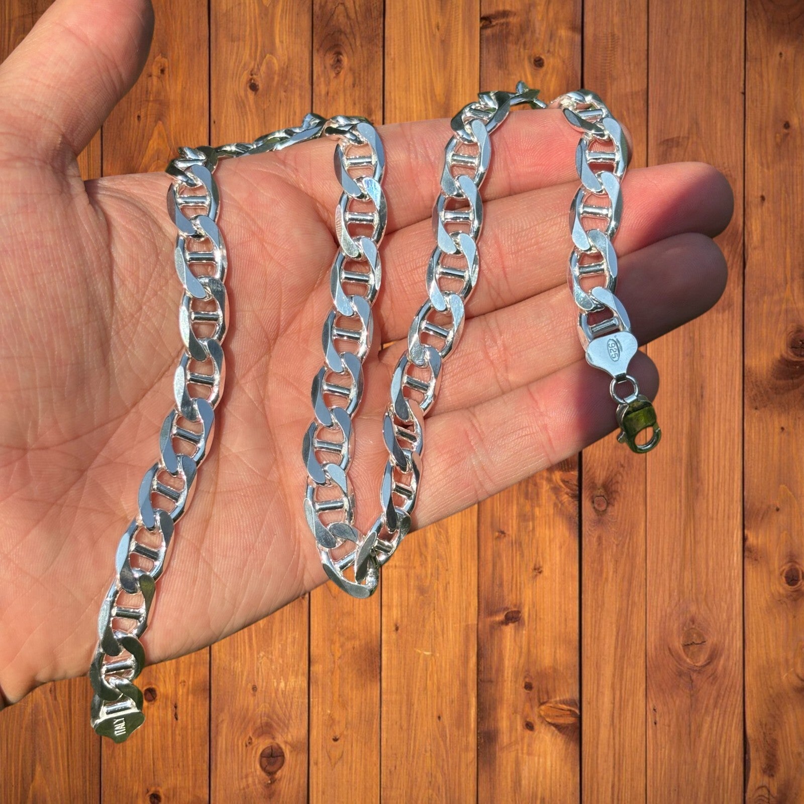 925 Sterling Silver 10mm Mariner Chain Necklace