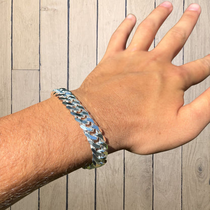 925 Sterling Silver 12mm Double Curb Bracelet