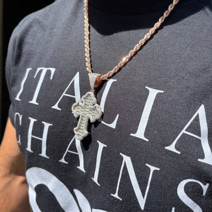 925 Sterling Silver Gothic Cross With Moissanite - Large