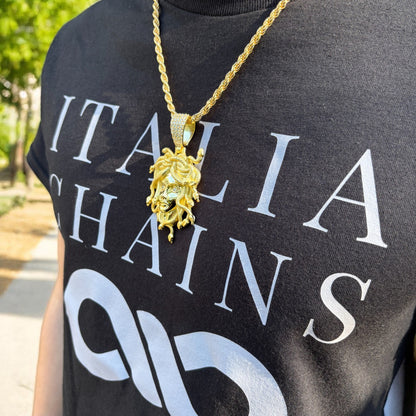 925 Sterling Silver Medusa Head Pendant With Moissanite - Large