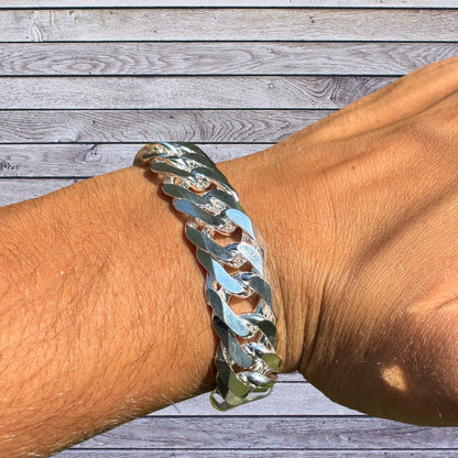 925 Sterling Silver 16mm Double Curb Bracelet