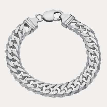 925 Sterling Silver 12mm Double Curb Bracelet