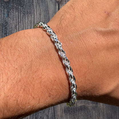 925 Sterling Silver 5mm Diamond Cut Rope Bracelet