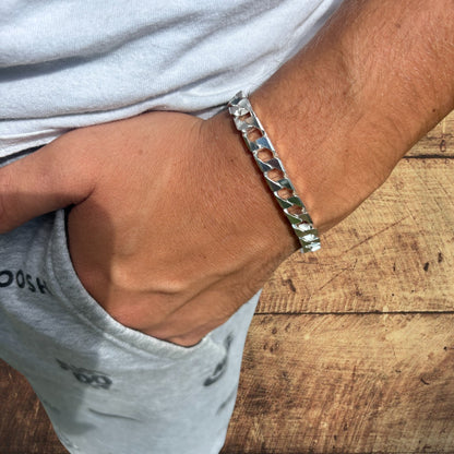 925 Sterling Silver 8mm Square Curb Bracelet