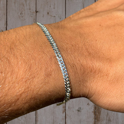 925 Sterling Silver 3.5mm Double Curb Bracelet