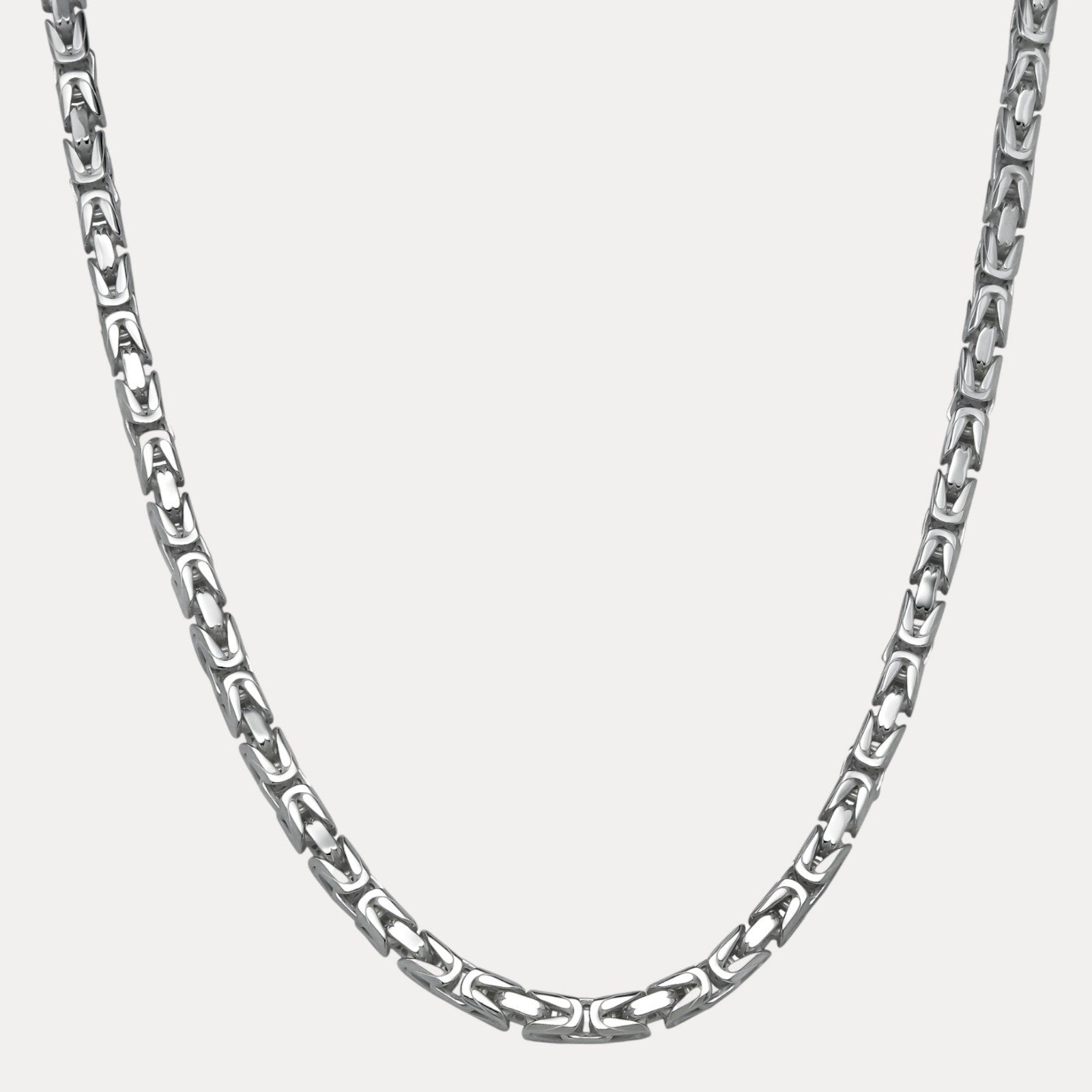 925 Sterling Silver 8mm Byzantine W. Box Clasp Chain Necklace