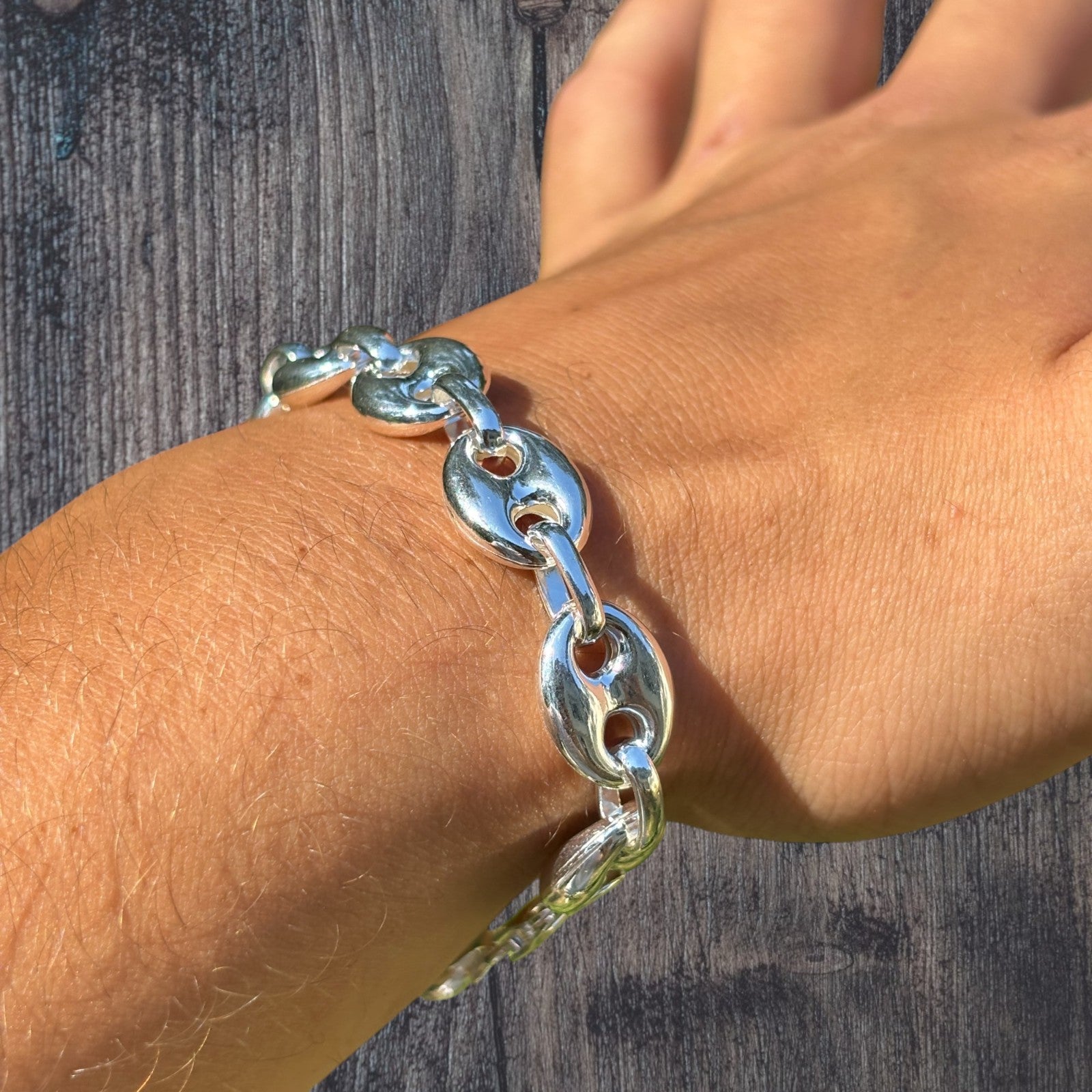 925 Sterling Silver 12mm Puffed Gucci Bracelet