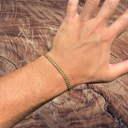 925 Sterling Silver 4mm Miami Cuban W. Box Clasp Bracelet