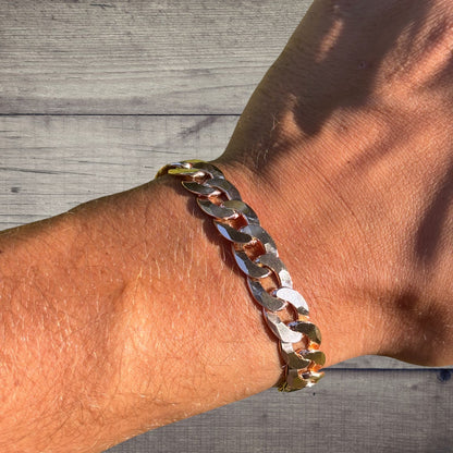 925 Sterling Silver 10.5mm Flat Curb Bracelet
