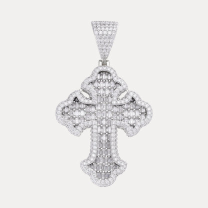 925 Sterling Silver Gothic Cross With Moissanite - Medium