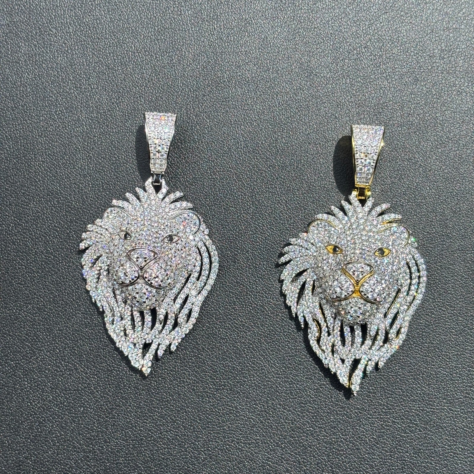 925 Sterling Silver Lion Pendant With Moissanite