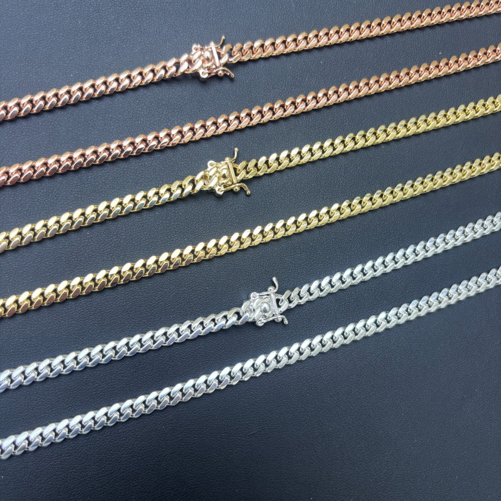 925 Sterling Silver 5mm Miami Cuban W. Box Clasp Chain Necklace