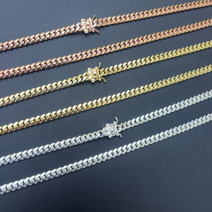 925 Sterling Silver 5mm Miami Cuban W. Box Clasp Chain Necklace