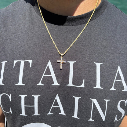 925 Sterling Silver Small Tennis Cross Pendant With Moissanite - Small