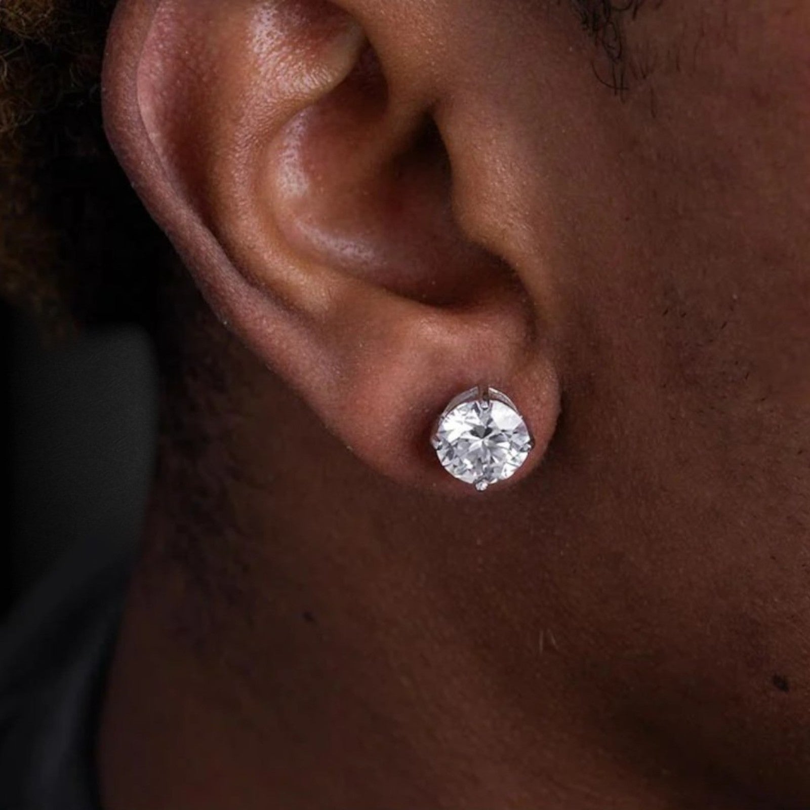 925 Sterling Silver 8mm Moissanite Earrings 4ct TW Studs