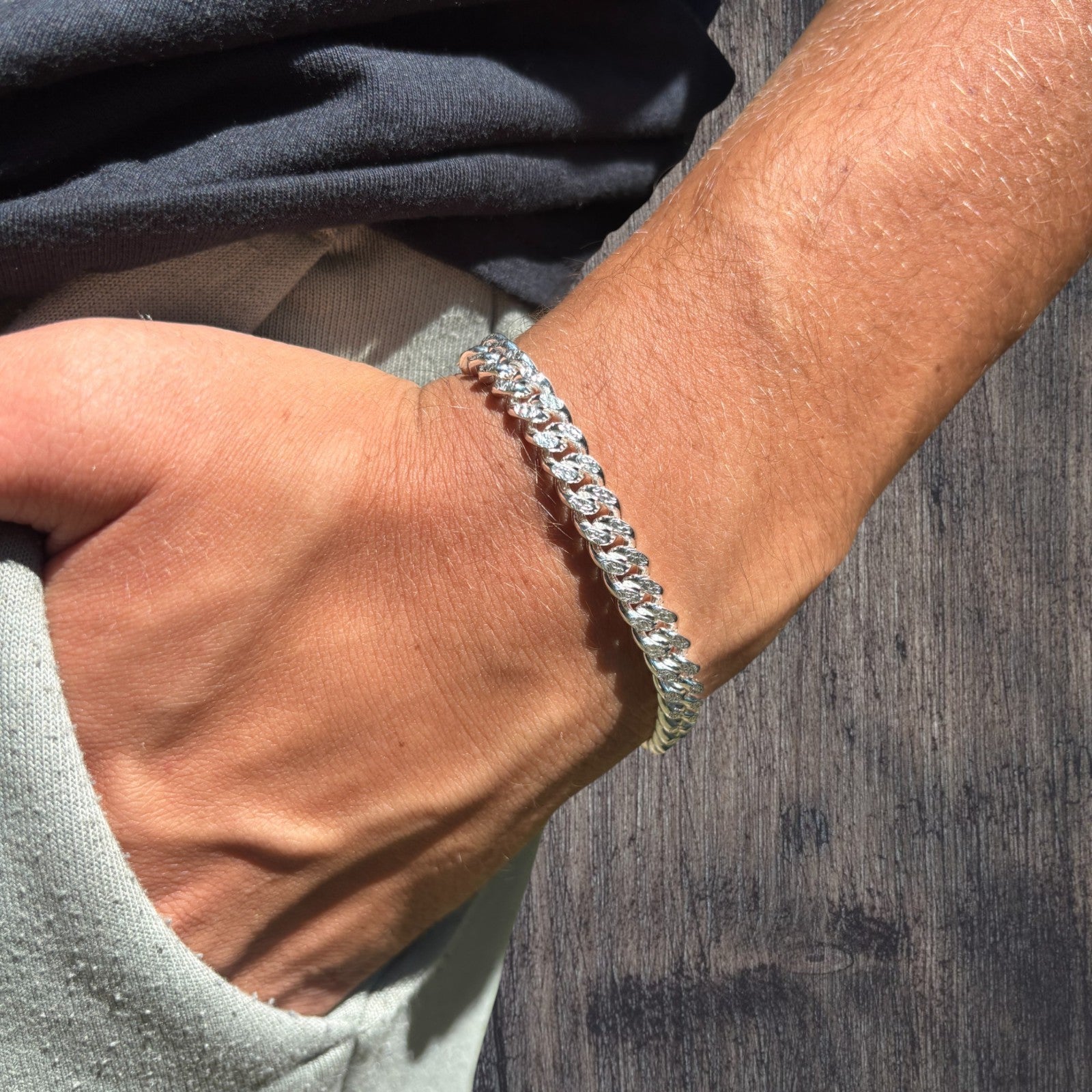 925 Sterling Silver 7mm Diamond Cut Miami Cuban Bracelet