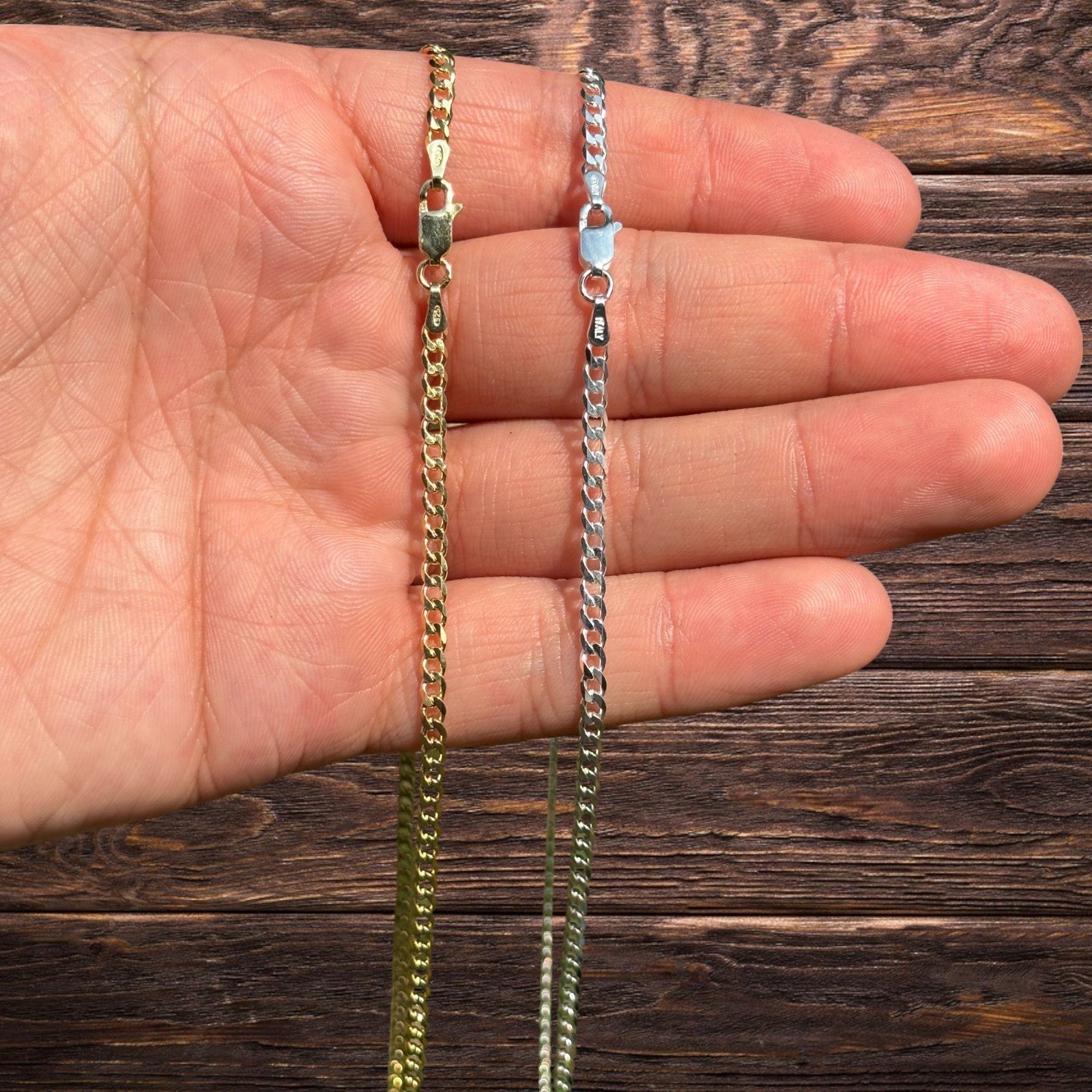 925 Sterling Silver 3mm Curb Chain Necklace