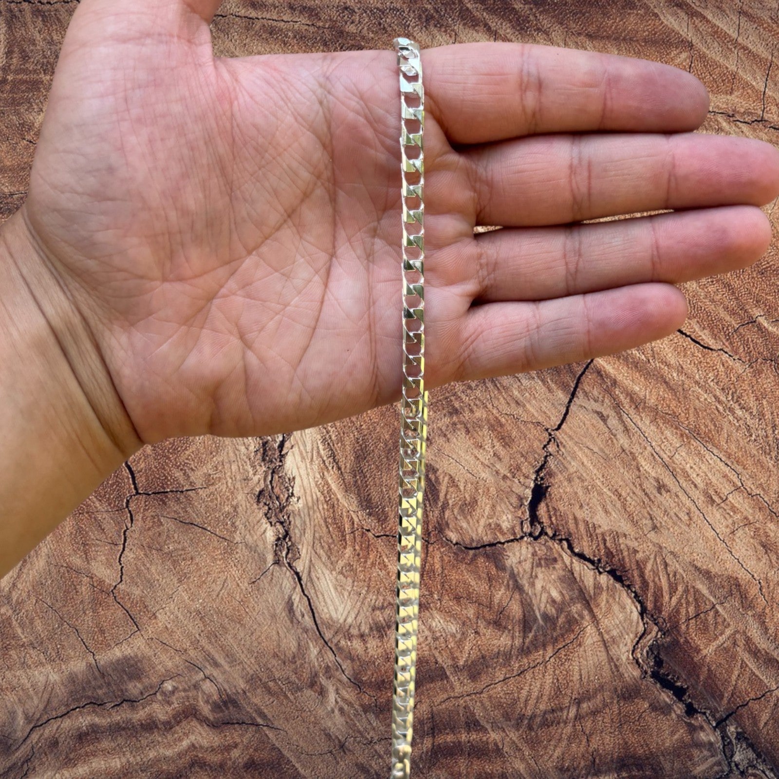 925 Sterling Silver 6mm Square Curb Chain Necklace