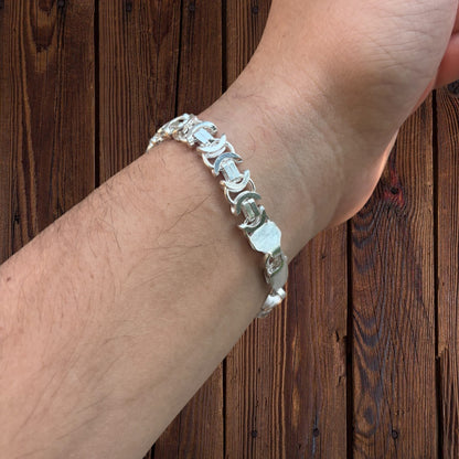 925 Sterling Silver 8mm Flat Byzantine Bracelet
