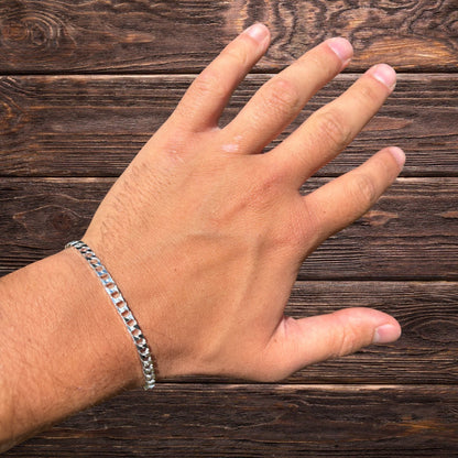 925 Sterling Silver 4mm Square Curb Bracelet