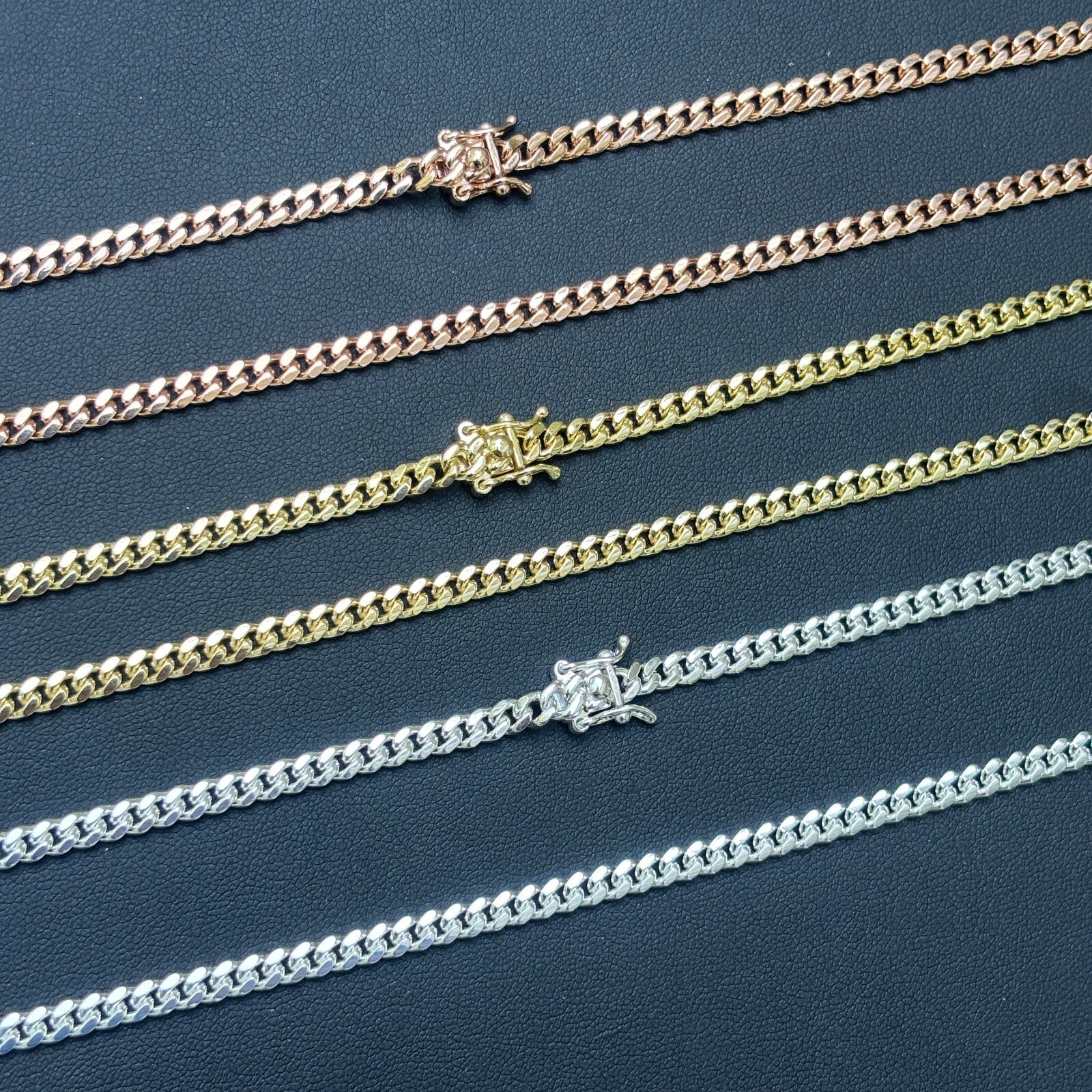 925 Sterling Silver 4mm Miami Cuban W. Box Clasp Chain Necklace