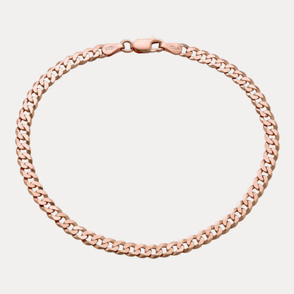 925 Sterling Silver 4mm Flat Curb Bracelet
