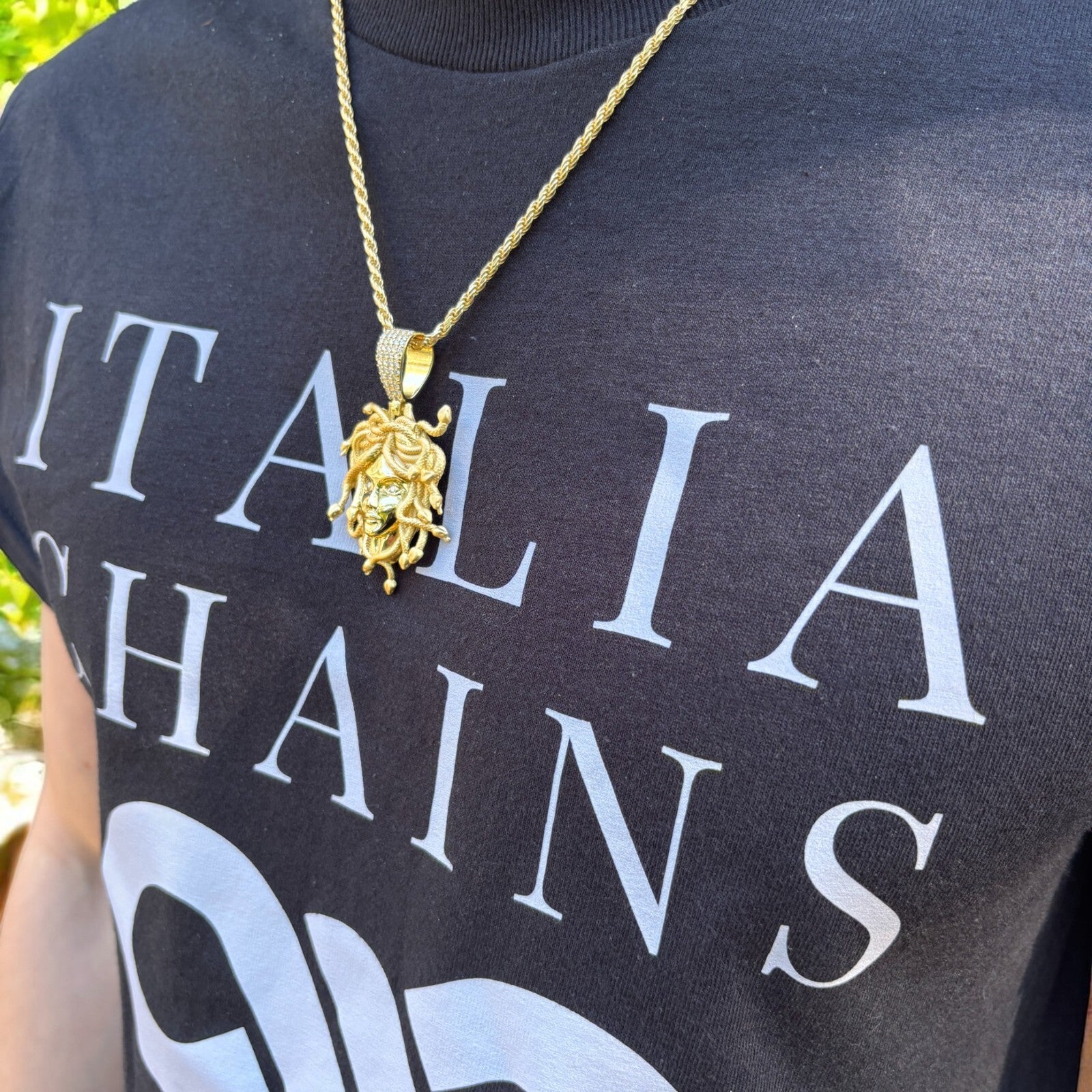 925 Sterling Silver Medusa Head Pendant With Moissanite - Medium