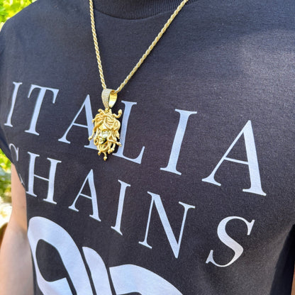 925 Sterling Silver Medusa Head Pendant With Moissanite - Medium