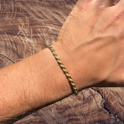 925 Sterling Silver 4mm Diamond Cut Rope Bracelet