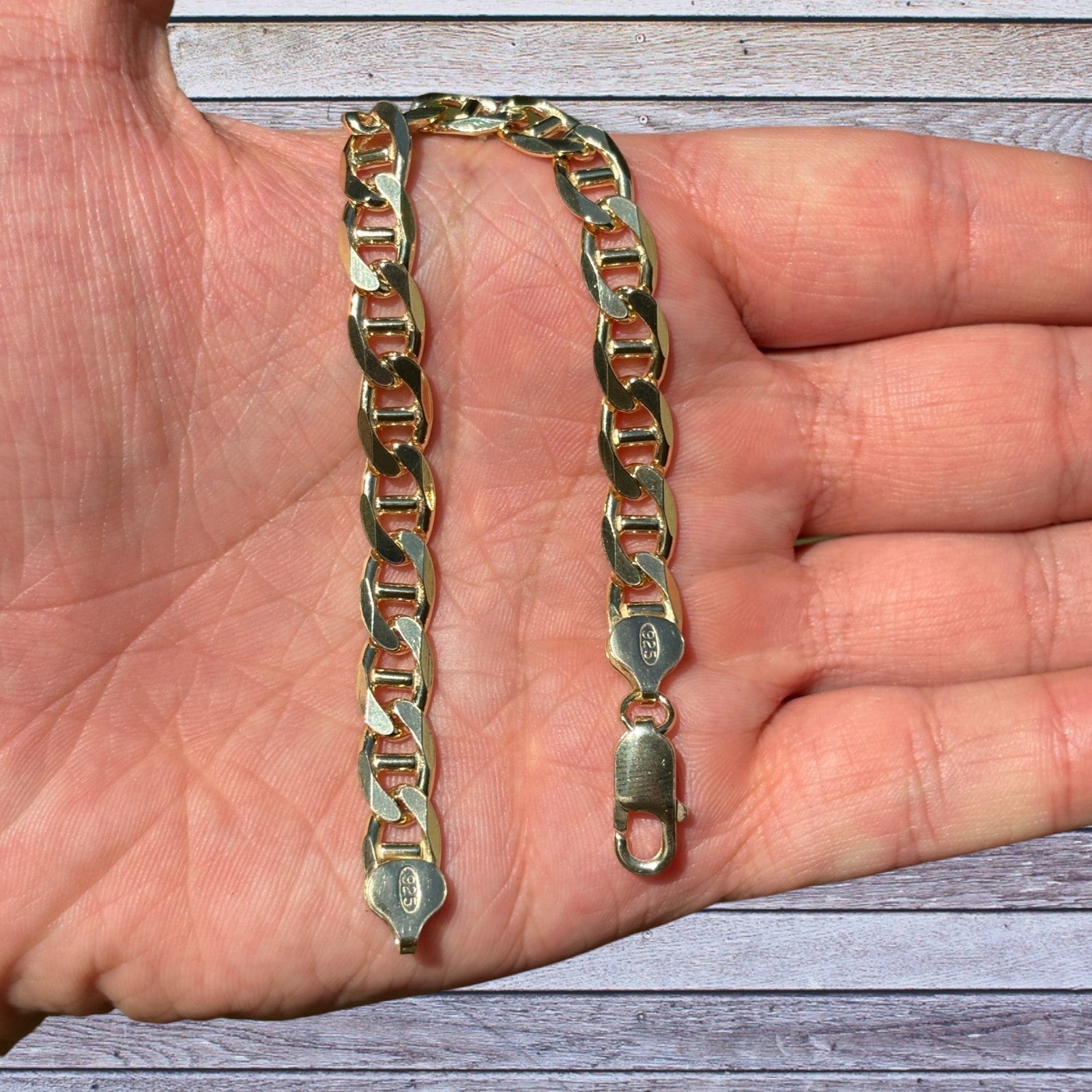 925 Sterling Silver 8mm Mariner Bracelet