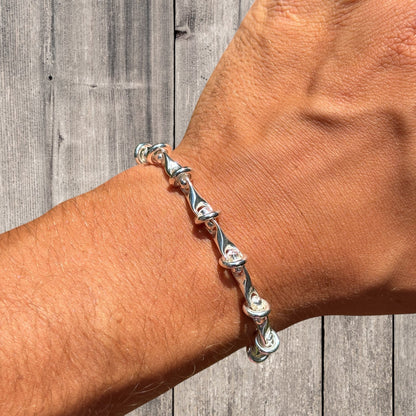 925 Sterling Silver 8mm Barbed Wire Jailhouse Link Bracelet