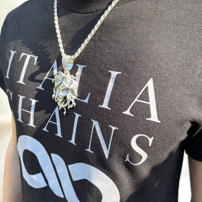 925 Sterling Silver Medusa Head Pendant With Moissanite - Large