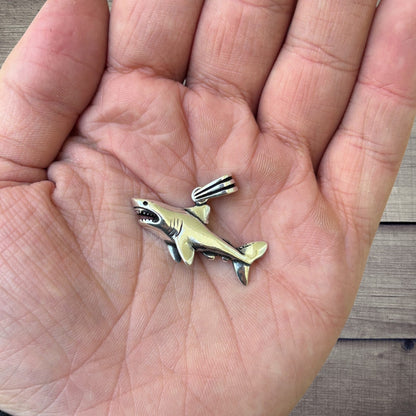 925 Sterling Silver Great White Shark Pendant