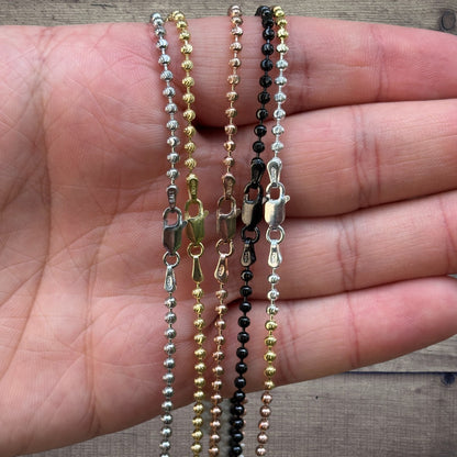 925 Sterling Silver 2.5mm Bead Chain Necklace