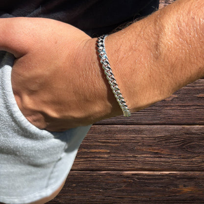 925 Sterling Silver 5mm Miami Cuban W. Box Clasp Bracelet