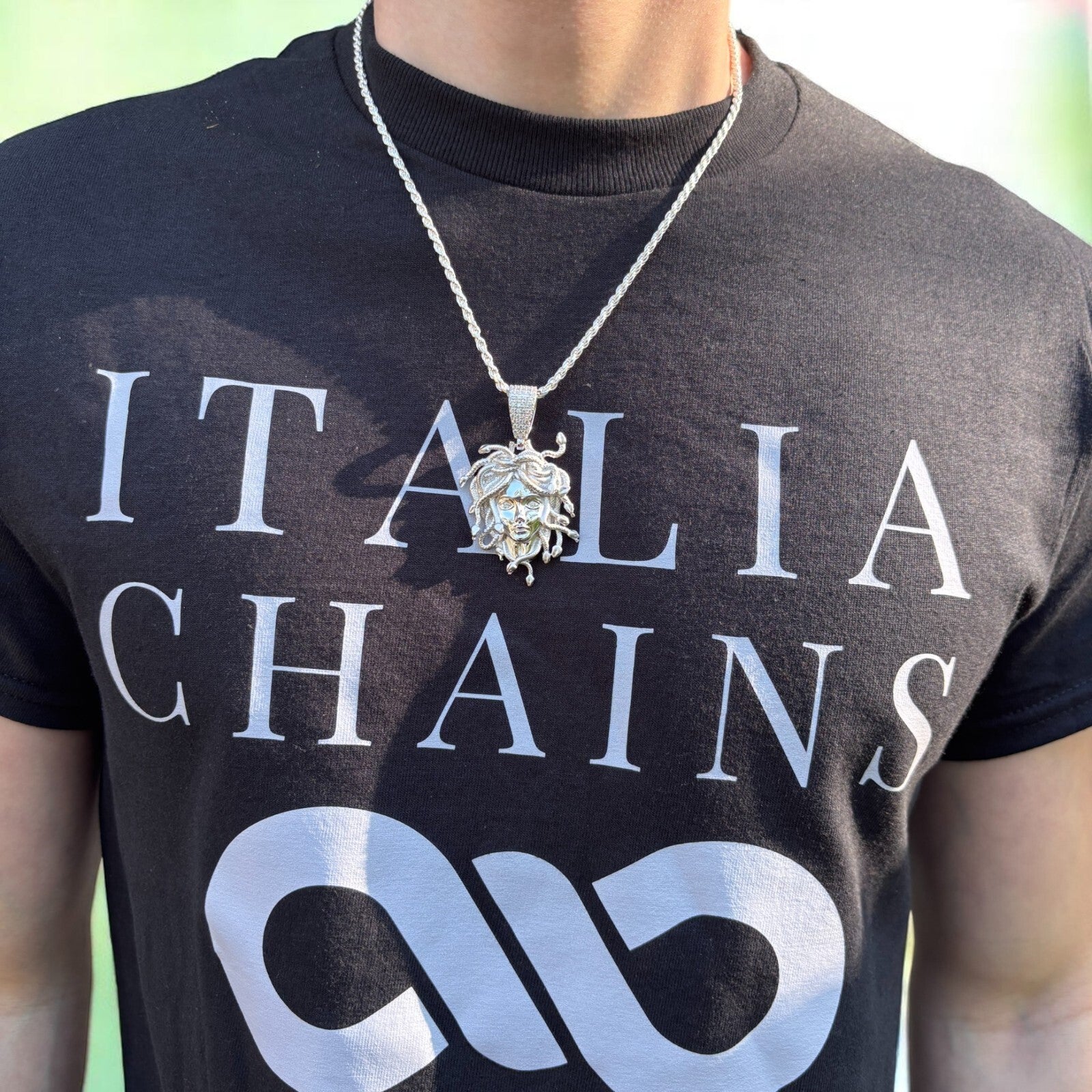 925 Sterling Silver Medusa Head Pendant With Moissanite - Medium