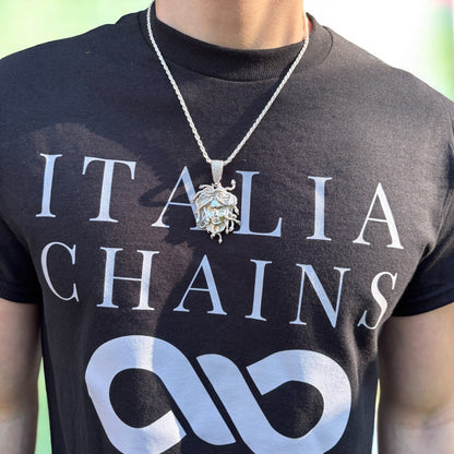 925 Sterling Silver Medusa Head Pendant With Moissanite - Medium