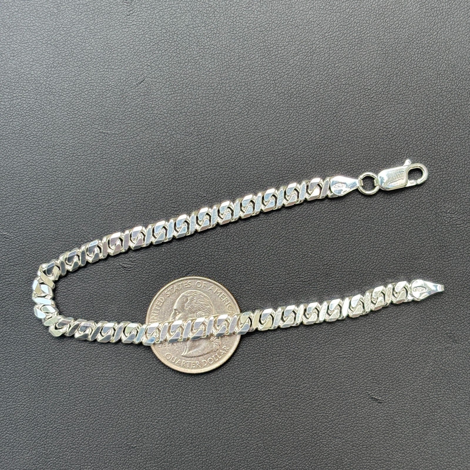 925 Sterling Silver 5mm Dollar Link Bracelet