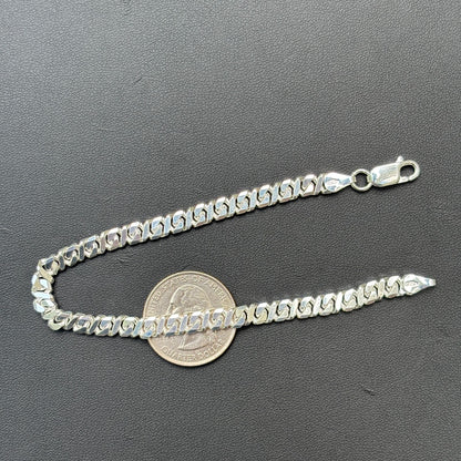 925 Sterling Silver 5mm Dollar Link Bracelet