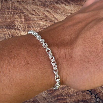 925 Sterling Silver 4mm Anchor Cable Bracelet