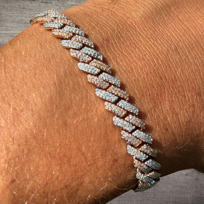 925 Sterling Silver 8mm Moissanite Cuban Prong Bracelet