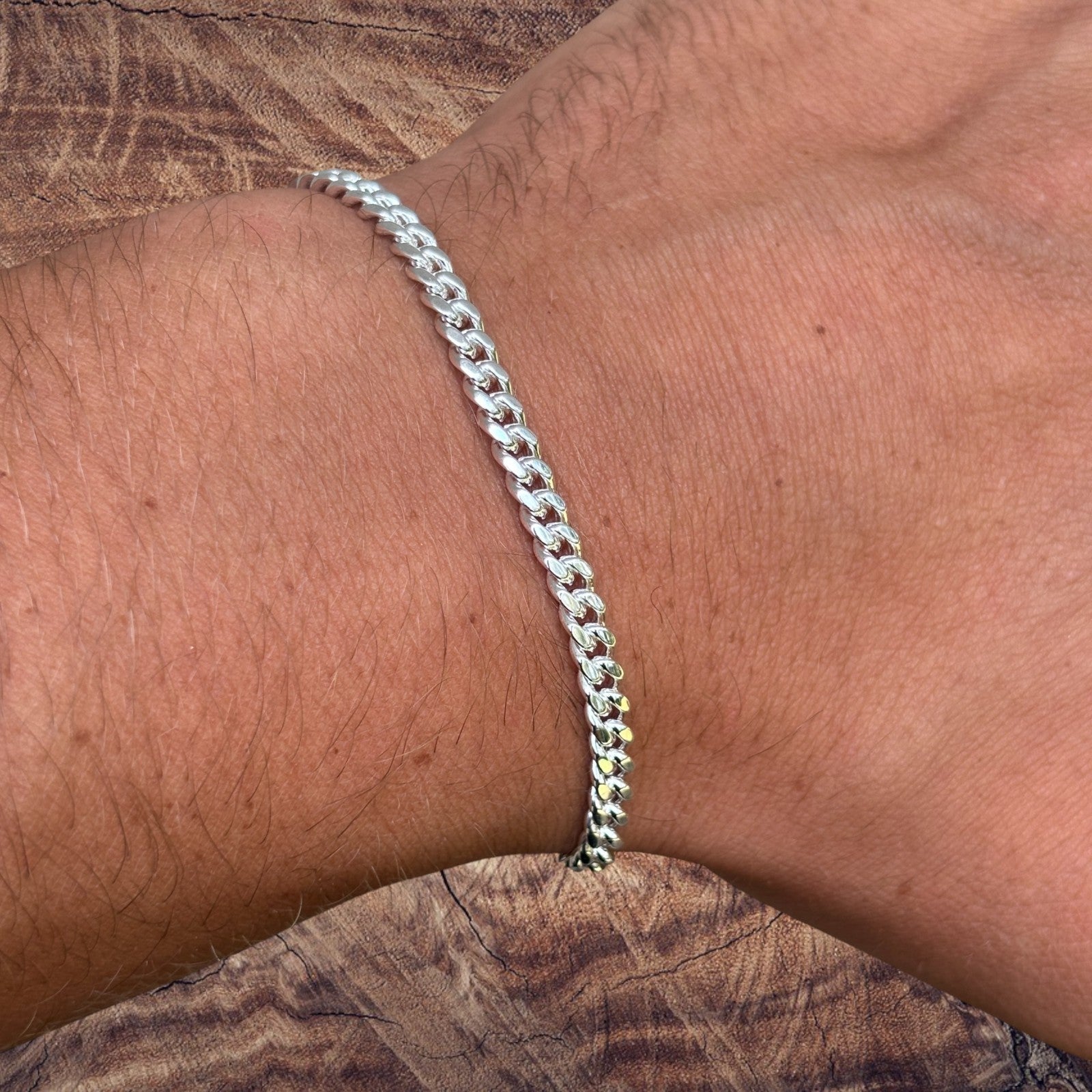 925 Sterling Silver 4mm Miami Cuban W. Box Clasp Bracelet