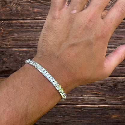 925 Sterling Silver 6mm Dollar Link Bracelet